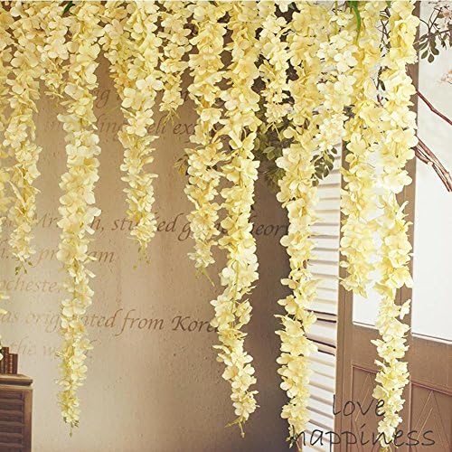 30 Piece Artificial Flowers Silk Wisteria Garland-Dearhouse Artificial Wisteria Vine Ratta Silk Hanging Flower For Home Garden Outdoor Ceremony Wedding Arch Floral Decor
