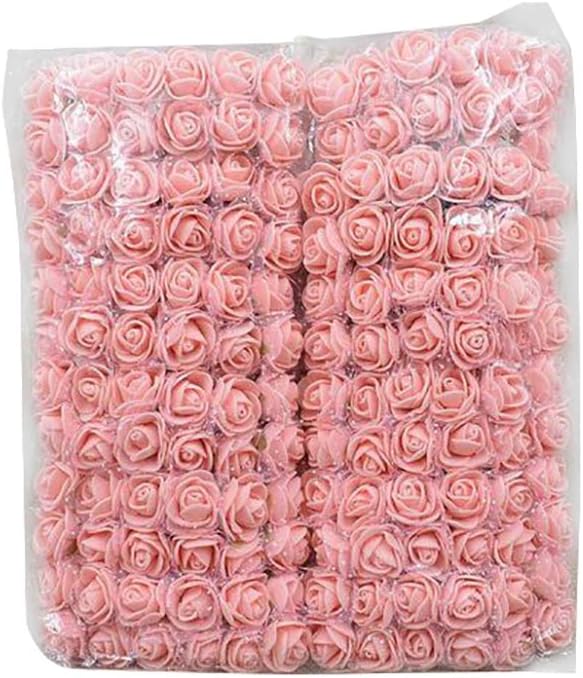 FEIDAjdzf 72Pcs Artificial Flower Colorfast Foam Roses Artificial Flower Head Wedding Bride Party Home Decor - Pink