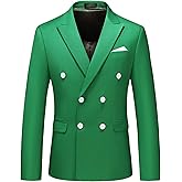MOGU Men's Double-Breasted Suit Blazer Slim Fit Solid Color Sport Coat Jacket for Business, Wedding, Prom & Formal Events