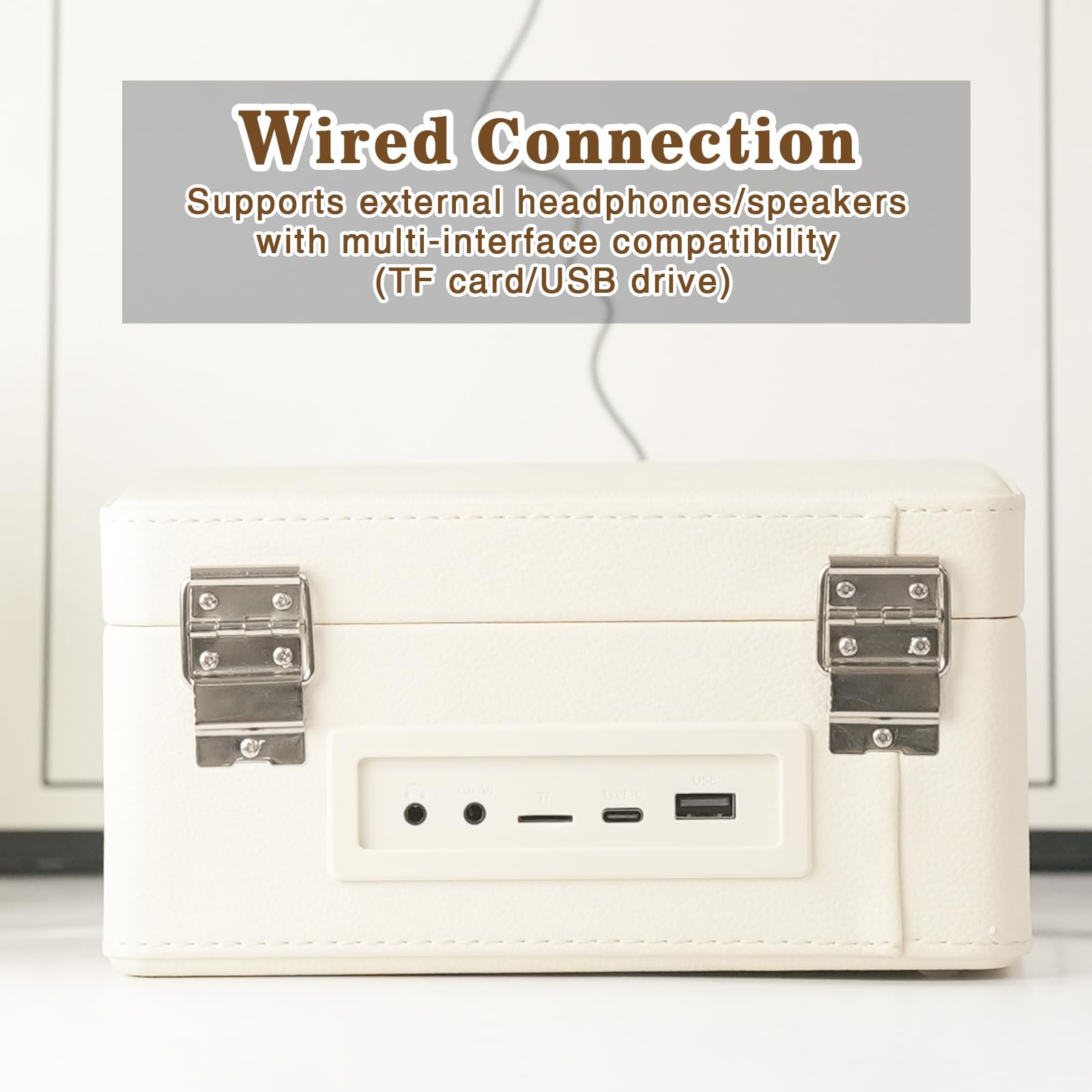 Portable CD Player with Bluetooth 5.2, Rechargeable Battery & Built-in Speakers – Hi-Fi Retro Suitcase Design for Home Decor, AUX/TF Card Support – Ideal Gift (Vintage White)