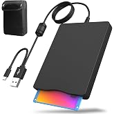 Wbacon External Floppy Disk Drive with Carrying Case &ndash; 3.5 inch Floppy Disk Reader USB 3.0/Type-C Compatible, Portable and Lightweight for PC, Laptop, and Retro Gaming Windows 11/10/8/7/2000/XP