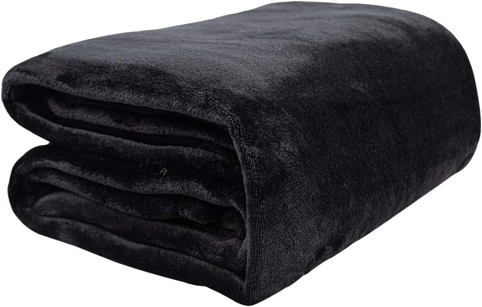 EDITEXTILE Flannel Fleece Blankets Throw Size Black Throw