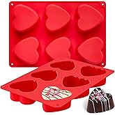 2 Pack Valentine's Day Heart Shaped Chocolate Molds, 6-Cavity Mini Muffin Tray Heart Silicone Mold for Baking Brownie, Cheesecake, Cupcake