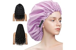 Aquior Shower Cap,Extra Adjustable Shower Caps for Women Double-Layer Waterproof Reusable Hair Cap, Large Size Hair Cap for All Hair,for Girls Spa Bath,Soft and Comfortable (Purple)