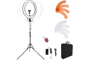 LDGHO 18-Inch Ring Light, 55W Dimmable 5500K Light with 240 LEDs Color Filter, Soft Tube and Carrying Bag for YouTube, TikTok, Selfies and Photography, Compatible with Camera and Smartphones