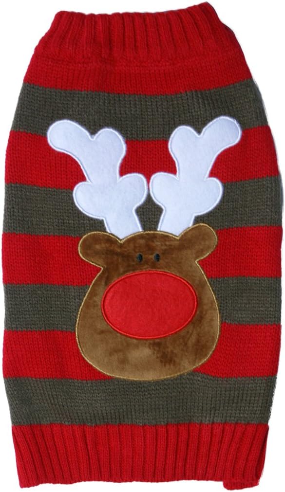 Stripey Rudolph Christmas Sweater For Dogs (Extra Small)