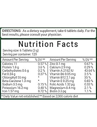 Clorella orgánica y espirulina 3000 mg, 720 tabletas, 120 porciones, mejor superalimento para...
