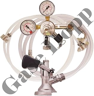 C02 Druckminderer 1 leitig 3 Bar + Bier und CO2 Schlauch + Flach Keg - im Set für Bier Zapfanlagen / Durchlaufkühler / CO2 Flasche von Gase Dopp