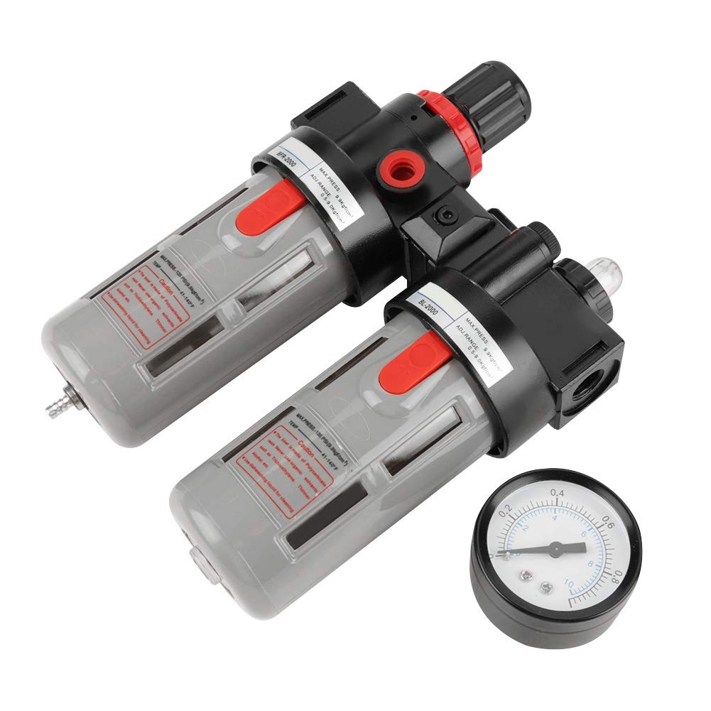 PT 1/4 Air Pressure Compressor Filter Gauge Trap Oil Water Regulator Tool Kit