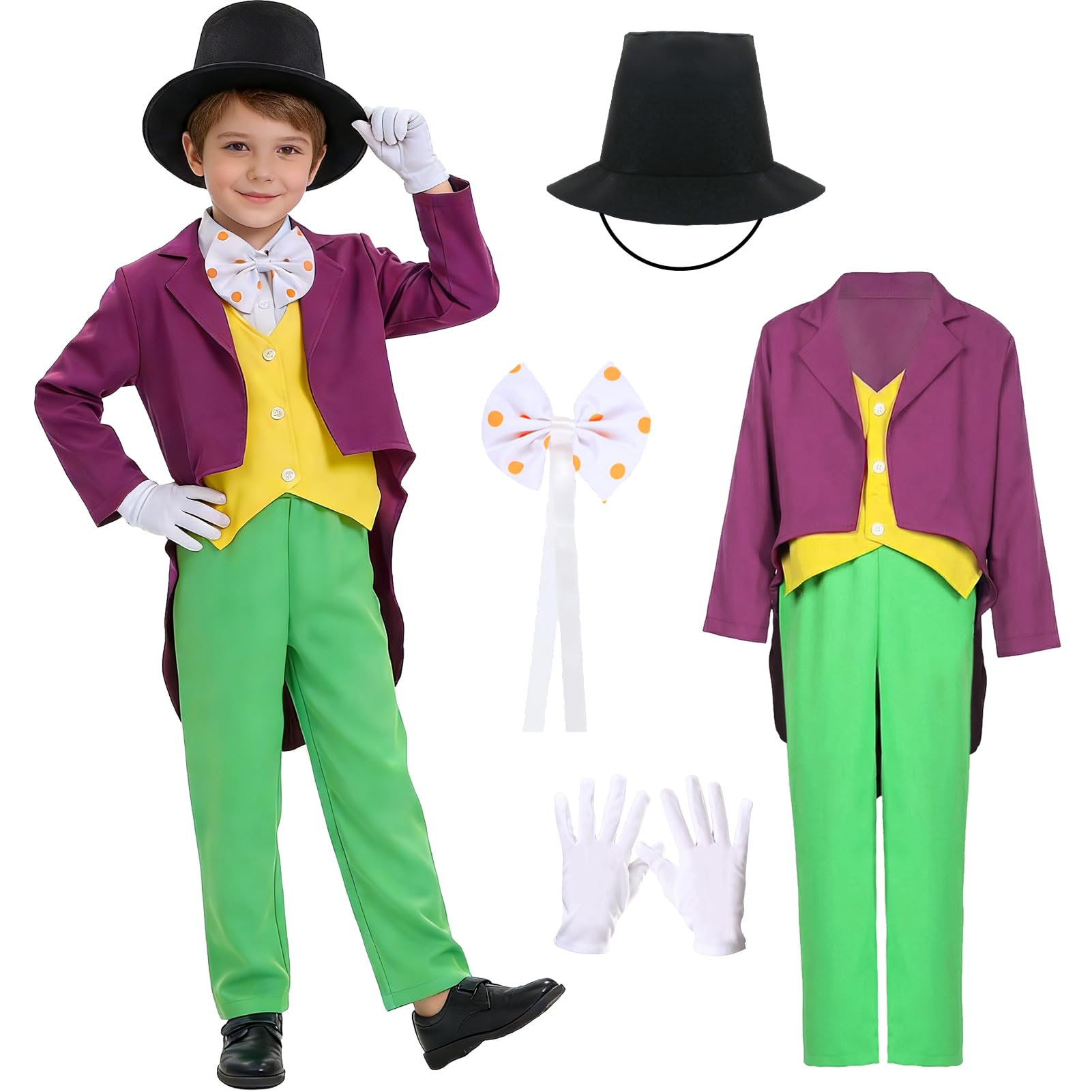 Raveparty Wonka Costume Kids, Book Character Costumes for Boys World Book Day Costumes (Multicolor, XL)