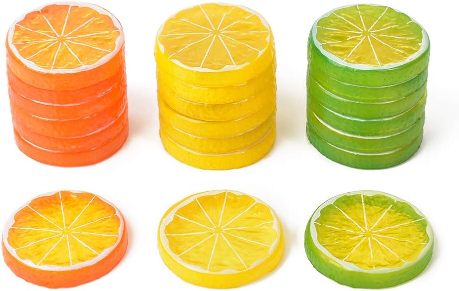Hagao Fake Lemon Slice Artificial Fruit Highly Simulation Lifelike Model for Home Party Decoration (30pcs Mix Slice)