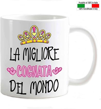 Idee Regalo Natale Cognata.Csm Informatica Tazza Mug Personalizzabile Cognata Migliore Del Mondo Corona Di Cuori Amazon It Casa E Cucina