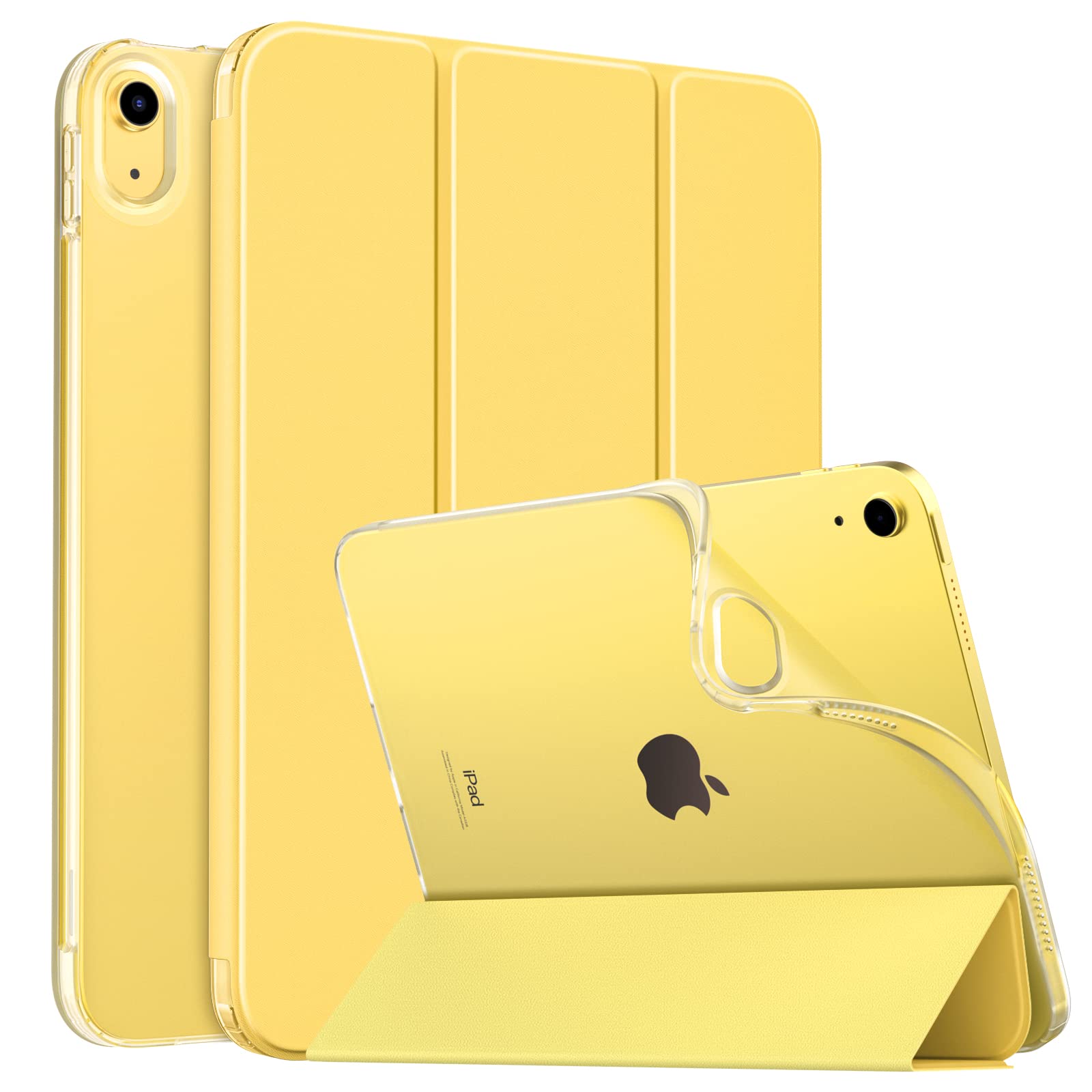 MoKo Case for New iPad (A16) 11th Generation 2025/ 10th Generation 2022, iPad 11 inch/ 10.9 inch Case with Soft TPU Translucent Frosted Back Cover, Auto Wake/Sleep, Support Touch ID, Light Yellow