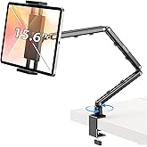 Urmust Tablet Stand for Desk, Adjustable iPad Holder Clamp Mount, 360° Rotation, Sturdy Aluminum Tablet Arm Mount for 4.7"-15.6" iPad Pro/Air/Mini, iPhone, Galaxy Tab, for Kitchen, Work, Video Call