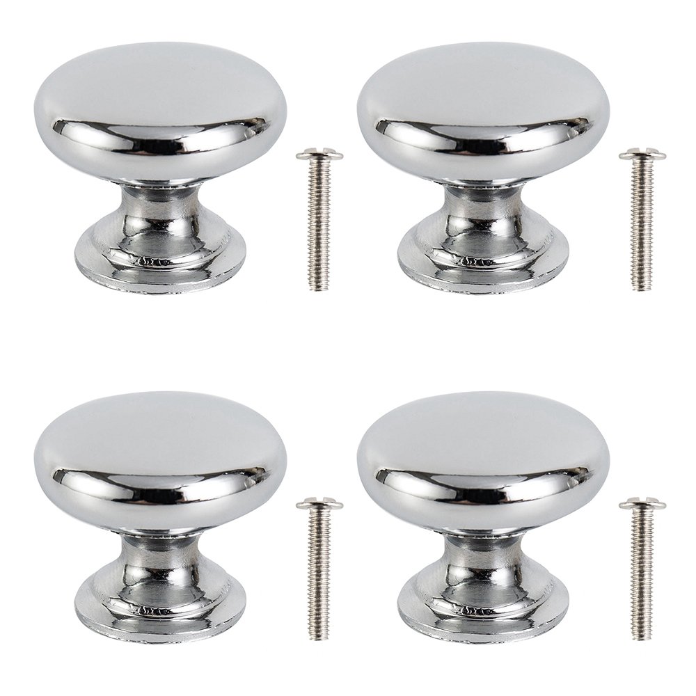 ZhongYeYuanDianZiKeJi 4Pcs 25mm Cabinet Door Knobs Handles Round Stainless Steel Chrome Door Handles for Kitchen Drawer Cupboard Wardrobe Furniture