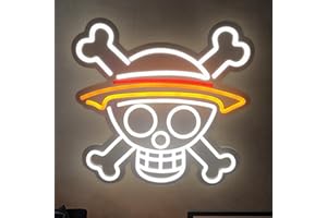ADS JIE One Piece Neon Sign Lights - Anime Skull One Piece Lamp with 9 Brightness Adjustments and Usb Powered, One Peice Neon Lights for Bedroom, Anime Room & Wall Decor for Birthday Halloween Gifts