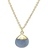 Gempires Natural Handmade Teardrop Gemstone Pendant Necklace Stylish Elegant Crystal Jewelry Hypoallergenic 18 Inch Gold Plated Unique Trendy Western Jewerly For Women