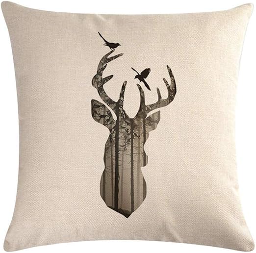 Amazon Com Ezyforu Throw Pillow Covers Grey Forest Deer Head Buck