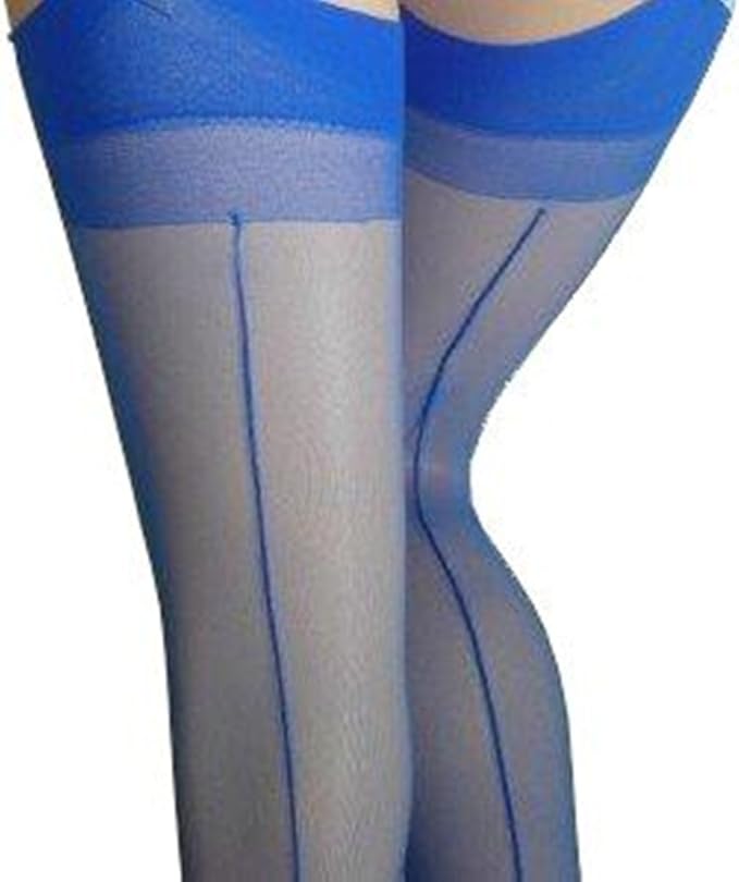 Missi Seamed Stockings in blue Amazon.co.uk Clothing