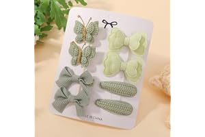 8pcs Baby Girl Hair Bow Clips Set 1.7"-2.5" Toddler Hair Clips Boutique Grosgrain Ribbon Bow Knitted Butterfly Hair Barrettes