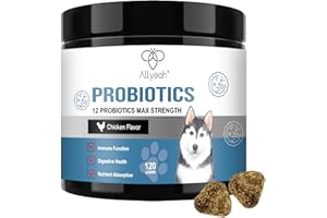ALLYEAH Probiotics for Dogs, Dog Probiotics for Yeast Infection, Itchy Skin and Itchy Ears, Gut Health for Dogs Pet Probiotics Chews Diarrhea Treatment Enzymes treats Digestive Health Stomach Relief