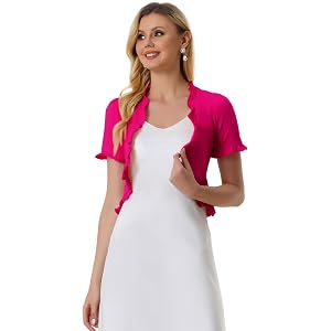 Allegra K Shrug for Women's Evening Dresses Short Sleeve Formal Cropped Bolero