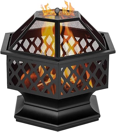 Fogón de 24"con Forma Hexagonal, Chimenea Patio Calentador de Patio