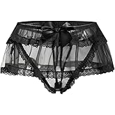 SweatyRocks Women's Lace Thong Underwear Cut Out Bow Ruffled Panties