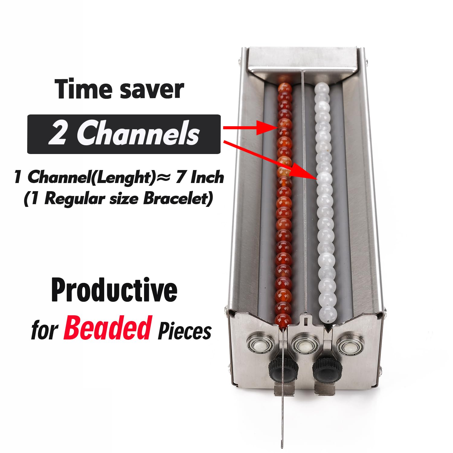 Stainless Steel Beading Machine Spinner for Jewelry Making Supplies,Fast Beading Tool Spinner for Bracelet DIY, 2 Channels and 3 Speed Adjustable