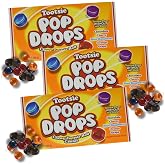 Tootsie Drop Pops - Pack of 3 - Fruity Hard Candy Pieces With Tootsie Roll Center - 3.5 oz. Movie Theater Boxes
