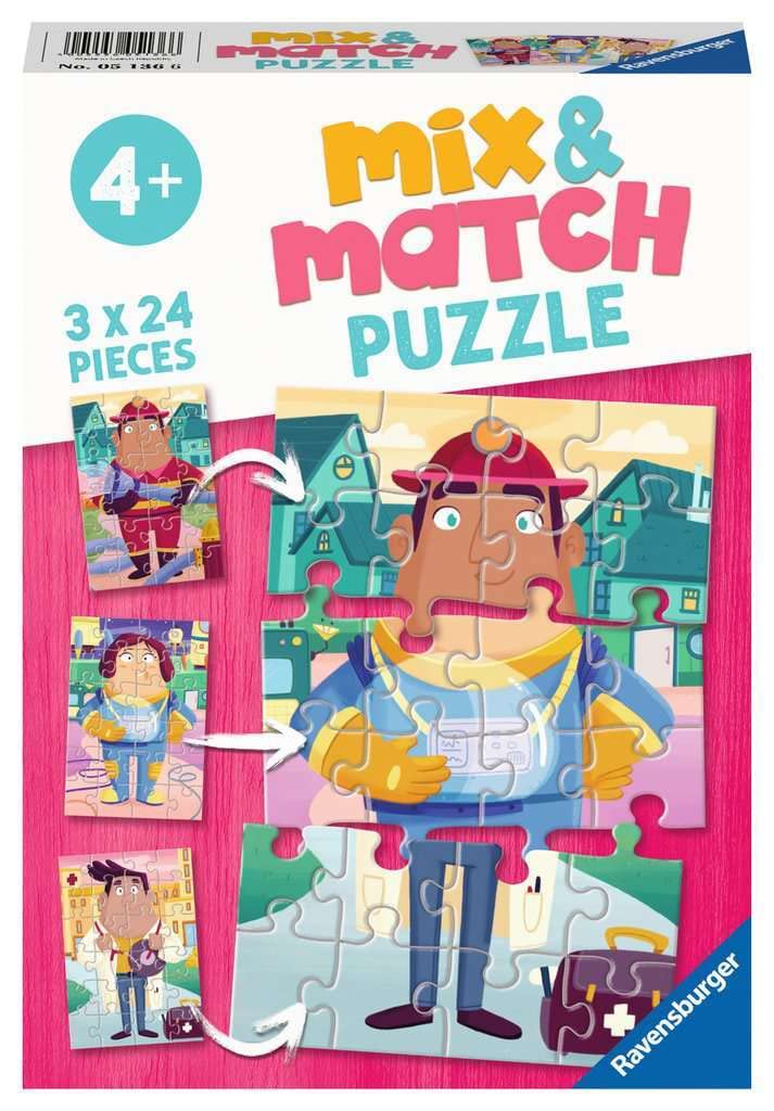 Ravensburger Professions Mix & Match Jigsaw Puzzles for Kids Age 4 Years Up - 3 x 24 Pieces