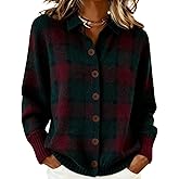Women's Plaid Print Casual Cotton Buttoned Cardigan Tee, Plaid Knitted Cropped Cardigan Sweater