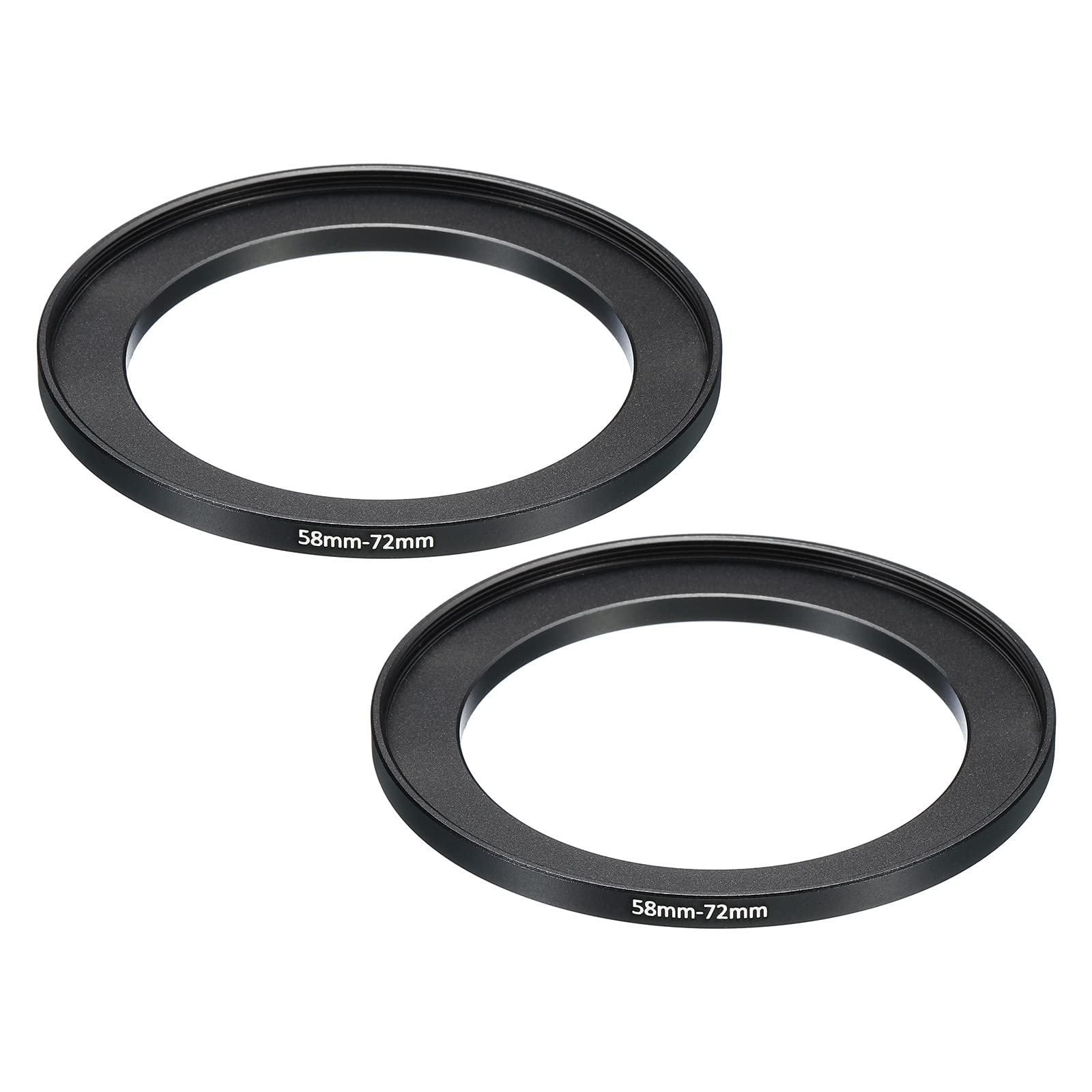 PATIKIL 58mm-72mm Metal Step Up Ring, 2 Pack Camera Lens Filter Adapter Ring Aluminum Filter Adapter Ring for Camera Lenses Hood, Black