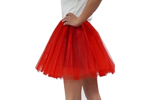 DMLBC Adult Teens 5 Layered Tutu Skirt, Women Girls Ballet Dance Tulle Skirt Costume Elastic Waist Tulle Tutu Skirt