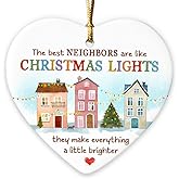 Gift Glow Good Neighbor Ornament 2025 - Appreciation Gifts for Good Neighbors, Ceramic Christmas Ornament for Neighbor, Cute Hanging Christmas Decorations, Xmas Gift for Neighbors and Friends