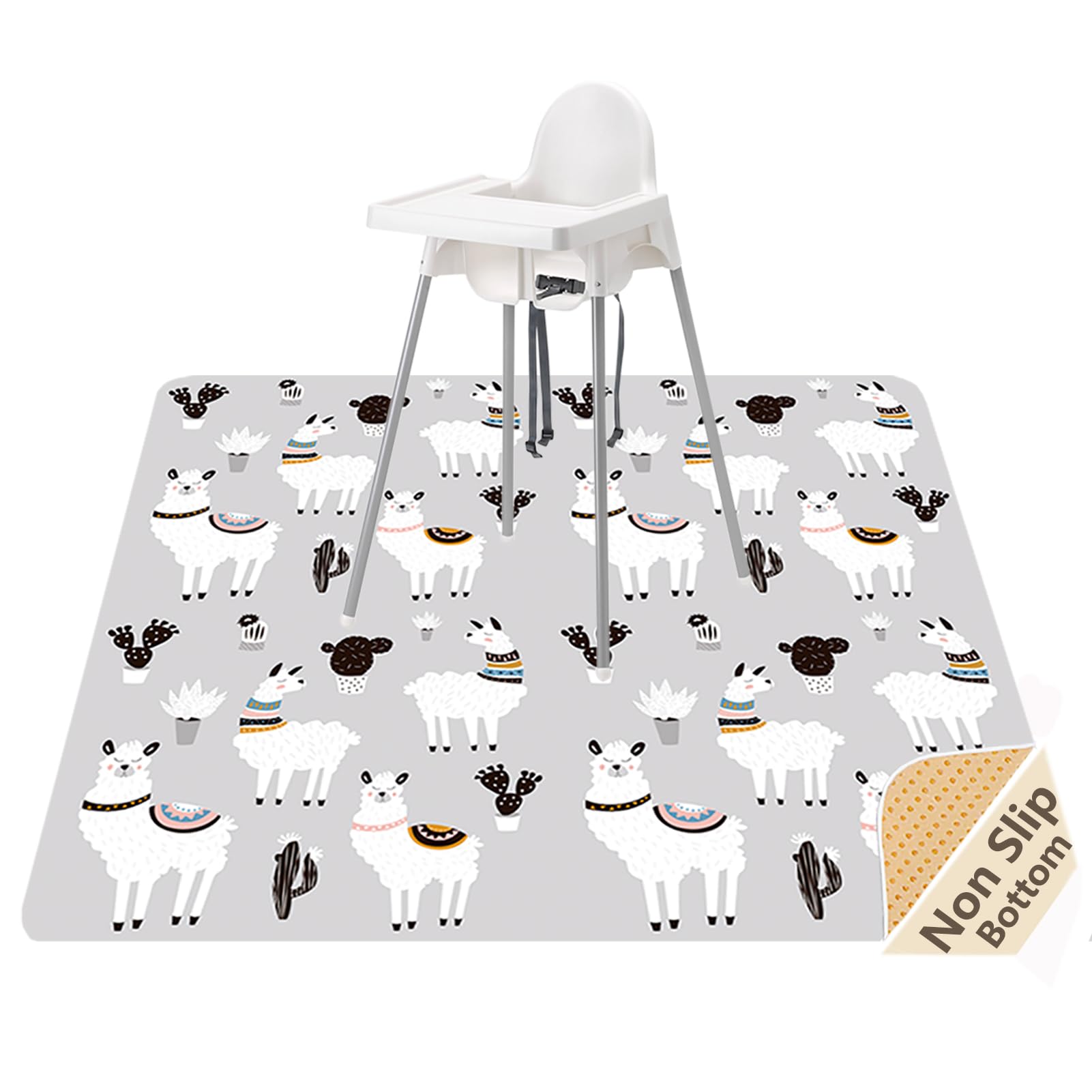 Splat Mat for Under High Chair/Arts/Crafts, WOMUMON Washable Splash Mat Waterproof Anti-slip Messy Floor Protector, Wipeable Table Cloth