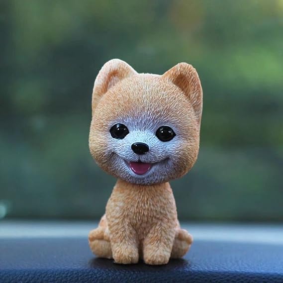 Fontee Auto Nette Nicken Schütteln Kopf Hund Puppe Verzierungen Auto Interieur Innendekoration Bobblehead Wackelkopf Dashboard Dekoration (Pommern)