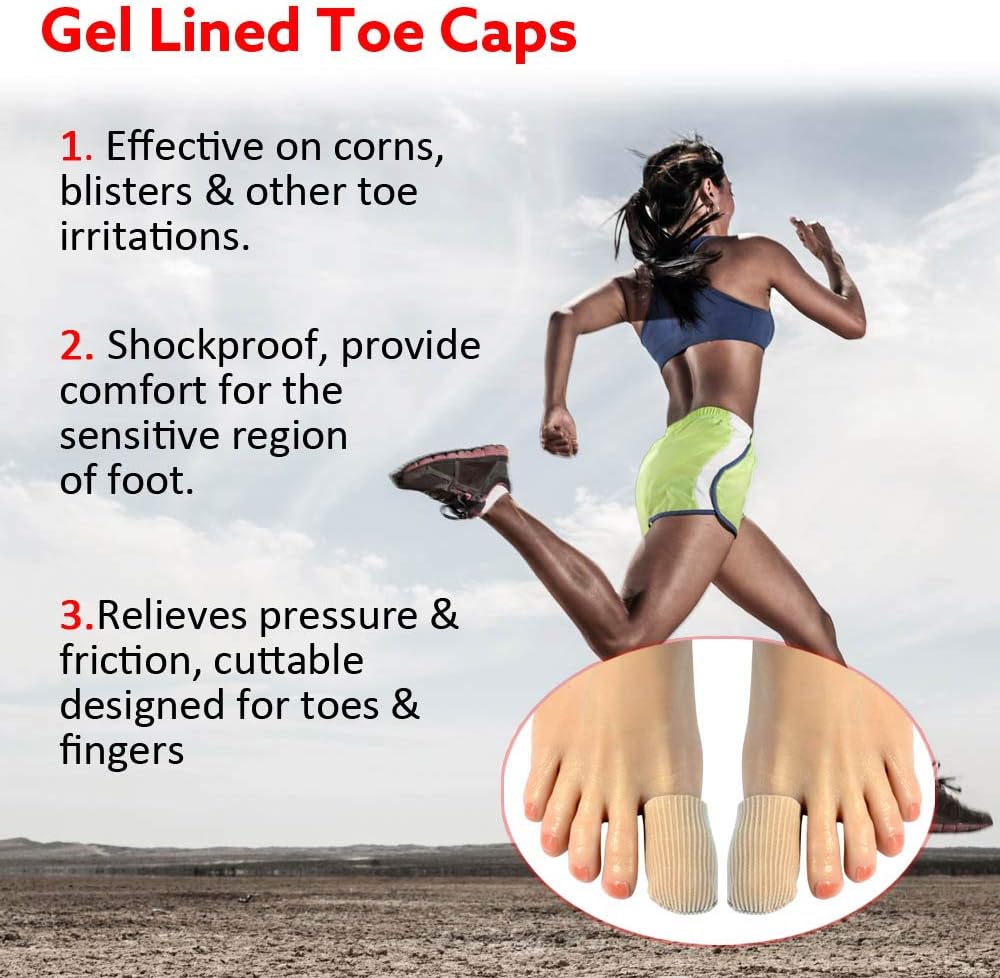 DYKOOK Gel Toe Caps for Big Toes 4 Pcs Toe Covers,Toe Protectors Closed,Toe Sleeves,Toe Splints for Corns Callus Cushion - Image 3