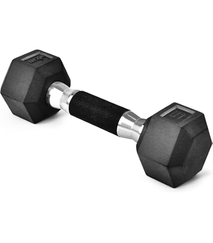 Yes4All Chrome Hex Dumbbells - Rubber Encased, Anti-Slip Grip, 5-50 Lbs Single Weights For Home Gym