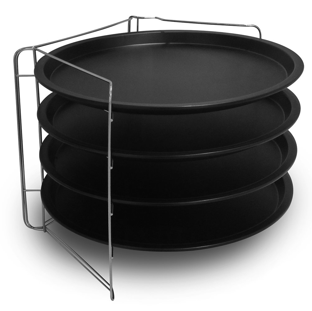 Guardini 27535R Set of Four Pizza Pans and Steel Rack
