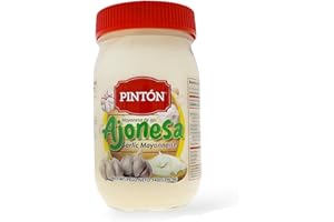 PINTON PINTÓN Ajonesa Organic Garlic Aioli Mayo - Creamy Roasted Garlic Mayonnaise, Gluten-Free & Dairy-Free Sandwich Spread, Burger Sauce, Dip & Salad Dressing in Glass Jar (14 oz)