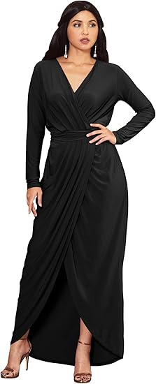 formal wrap dress with sleeves