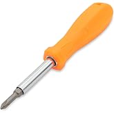 GreatNeck 6 in 1 Screwdriver with Interchangeable Bits, Screw Driver Includes Slotted 3/16in 1/4in Phillips 1 2 Nut Driver 1/4in 5/16in, Chrome Vanadium Steel, For Home and Shop Use