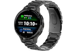 Lamshaw Compatible for Garmin Venu 3S Band, 18mm Stainless Steel Metal Replacement Straps Compatible for Garmin Venu 3S 41mm / Forerunner 265S Smartwatch