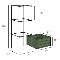 Outsunny Galvanized Raised Garden Bed, 55" Tall