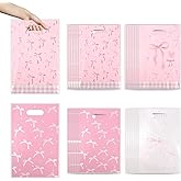 LOGJAM 100 Pcs Pink Bow Gift Bags, Coquette Bow Party Favors Goodie Bags for Girls Birthday Baby Shower Wedding