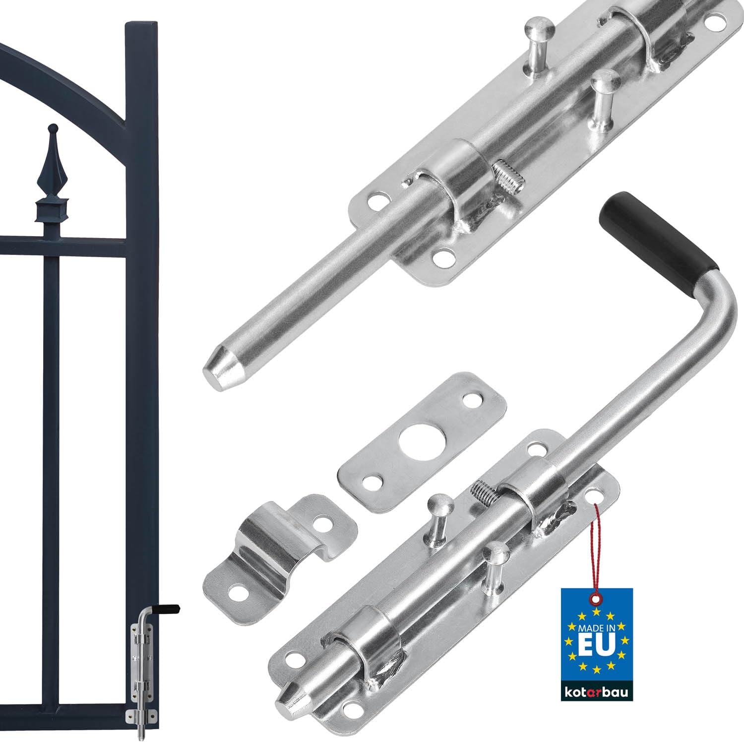 KOTARBAU® Gate Drop Bolt - Galvanised Steel - 22 cm (8.7 inches) - Silver - Gate Drop Down Bolt - Doors Garages Sheds -Secure Locking - Easy Installation - Weather Resistant