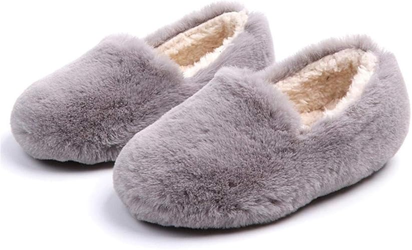 Amazon Hinkids 上履き キッズ ファー シューズ 女の子 ルームシューズ 室内履き 靴 冬 コットンシューズ 防寒 可愛い 滑り止め 暖か モコモコ ふわふわ 子供靴 19 21 22cm 0cm グレー スクール 上履き
