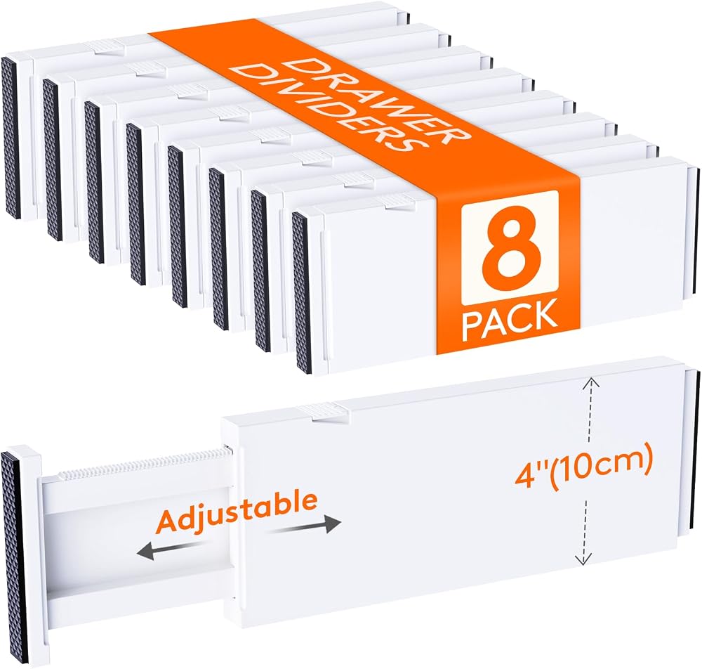 Lifewit Adjustable Drawer Dividers 8 Pack 28-44.5 cm White ABS