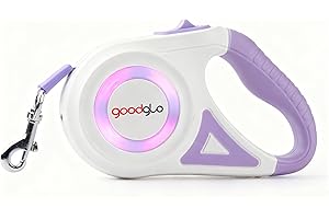 Goodglo Retractable Dog Leash with Multi-Colored Flashing Light, 16ft Strong Nylon Tape, One-Hand Brake & Lock, Tangle-Free 3
